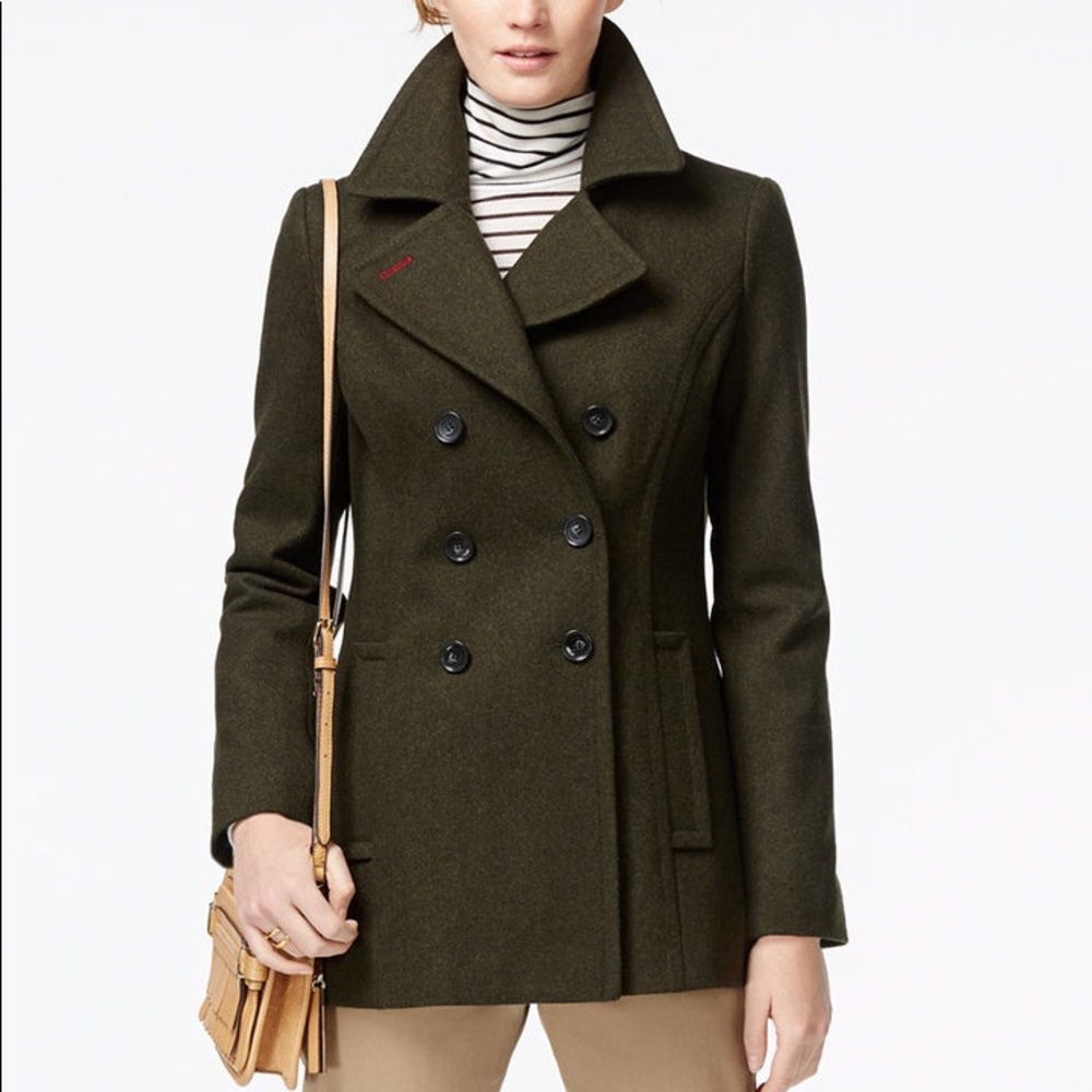 TommyHilfigerDoubleBreasted PeacoatXL HeatherOlive